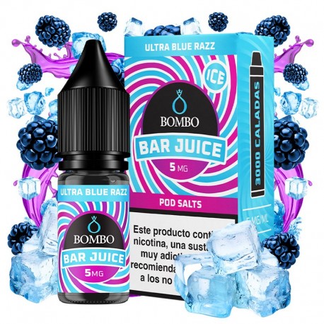 ULTRA BLUE RAZZ ICE 10ML 5MG - BAR JUICE BY BOMBO